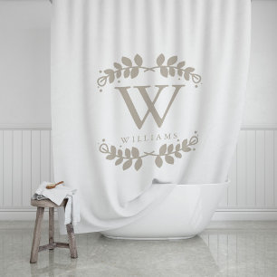 Linen Beige Monogram Duschvorhang