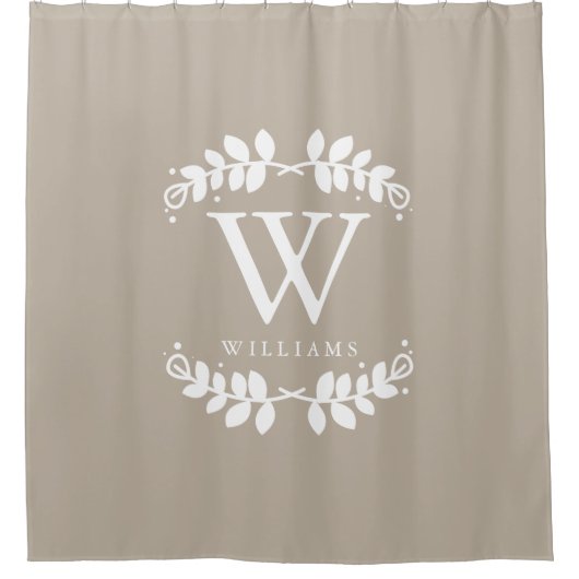 Linen Beige Monogram Duschvorhang (Vorderseite)