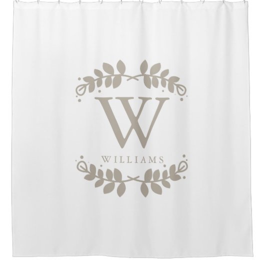 Linen Beige Monogram Duschvorhang (Vorderseite)