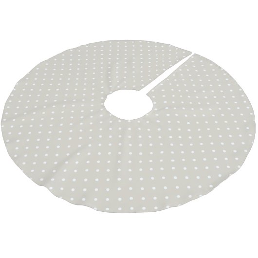 Linen Beige Niedlich Polka Dots Polyester Weihnachtsbaumdecke (Schrägansicht)