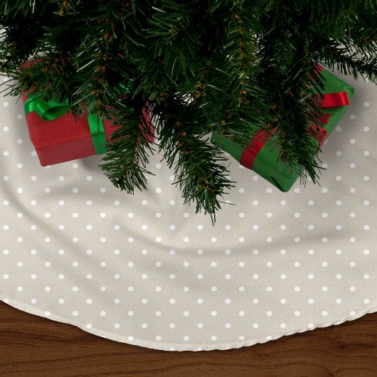 Linen Beige Niedlich Polka Dots Polyester Weihnachtsbaumdecke