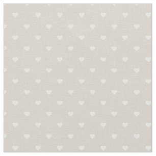 Linen Beige Polka Dot Hearts Stoff