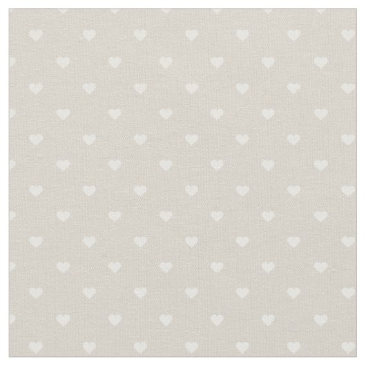 Linen Beige Polka Dot Hearts Stoff (Nahaufnahme)