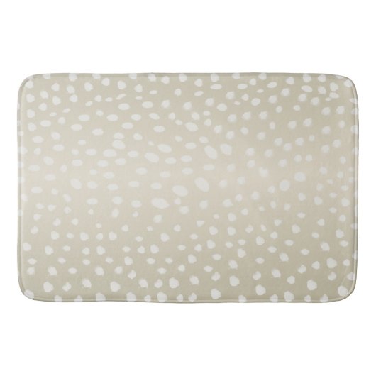 Linen Beige Traditionelle Moderne Random Dot Muste Badematte (Vorderseite)