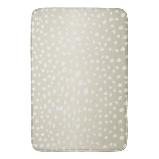 Linen Beige Traditionelle Moderne Random Dot Muste Badematte (Vorderseite Vertikal)