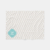 Linen Beige und Minze Zigzag Muster Monogram Fleecedecke (Vorderseite (Horizontal))