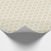 Linen Beige weißes marokkanisches Quatrefolienmust Geschenkpapier (Ecke)