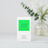 Linen beruflich minimalistisch modern grün weiß visitenkarte (Stehend Vorderseite)