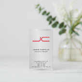 Linen Beruflich Modernes Grau-Monogramm Visitenkarte (Stehend Vorderseite)