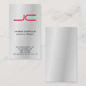 Linen Beruflich Modernes Grau-Monogramm Visitenkarte (Vorne/Hinten)