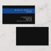 Linen Black Blue Moderne Beruflich Minimalistisch Visitenkarte (Vorne/Hinten)
