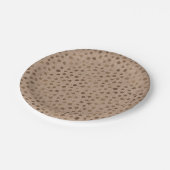 Linen Brown Dots Chic Bride Stamm Rustikal Moderne Pappteller (Schrägansicht)