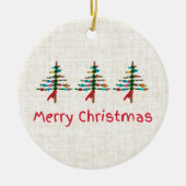 Linen Crafted Christmas Trees – Cute rustic Xmas Keramik Ornament (Vorne)