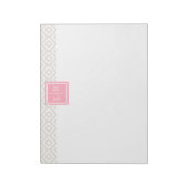 Linen-Diamanten-Muster und Monogramm Notizblock (Rotiert)