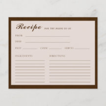 Linen Espresso Brown Bridal Rezept Karte