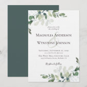 Linen Eukalyptus Greenery Luxury Wedding Einladung (Vorne/Hinten)