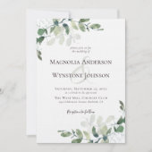 Linen Eukalyptus Greenery Luxury Wedding Einladung (Vorderseite)