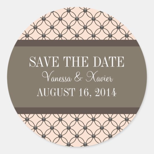 Linen Extravagante Gitter Save the Date Aufkleber (Vorderseite)