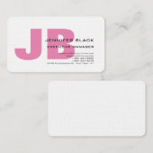 Linen fett Monogram Pink Weiß Moderne Minimalistis Visitenkarte (Vorne/Hinten)