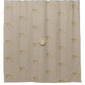 Linen Gold Dragonfly Monogram Muster Duschvorhang (Vorderseite)