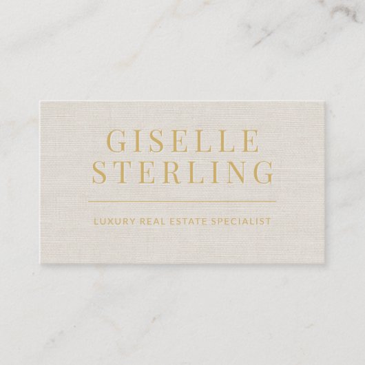 Linen Gold Real Estate Agent QR Code Photo Visitenkarte (Vorderseite)