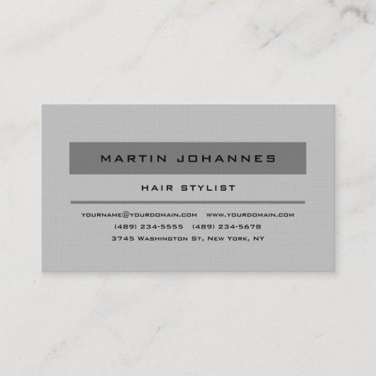Linen Gray Elegante Beruflich Schlicht Moderne Visitenkarte (Vorderseite)