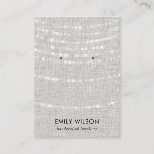 LINEN GRAY LIGHT STRINGS STUD EARRING DISPLAY VISITENKARTE (Vorderseite)