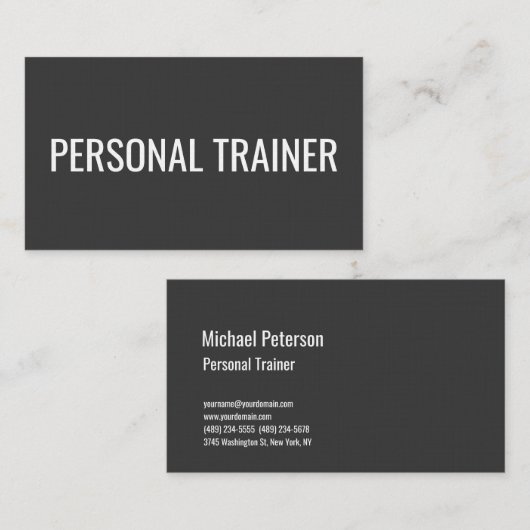 Linen Gray Personal Trainer Fitness Minimalistisch Visitenkarte (Vorne/Hinten)