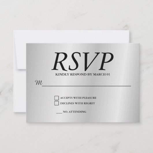 Linen Grey Wedding RSVP Response Reply Modern Card Karte (Vorderseite)