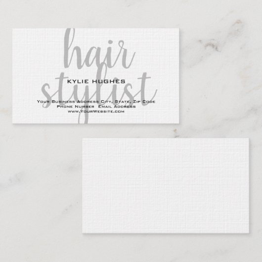 Linen Handgeschriebener Haarstylist Beruflich Visitenkarte (Vorne/Hinten)