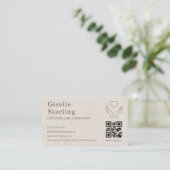 Linen Home Caregiver QR Code Certified Support Visitenkarte (Stehend Vorderseite)