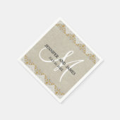 Linen Lace Gold Rustikales Hochzeitspapier Napkins Serviette (Ecke)