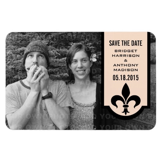 Linen Lilie Banner Speichern Sie das Date Magnet (Horizontal)