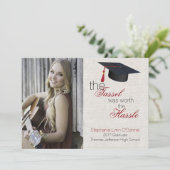 Linen Look Foto Abschluss Ankündigung (Stehend Vorderseite)