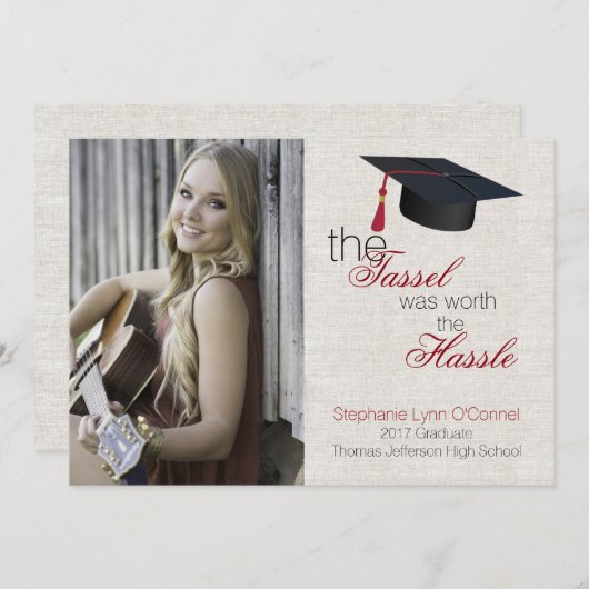 Linen Look Foto Abschluss Ankündigung (Vorne/Hinten)