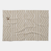 Linen Look Geometric Add Initials Monogram Geschirrtuch (Horizontal)