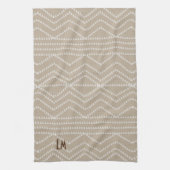 Linen Look Geometric Add Initials Monogram Geschirrtuch (Vertikal)