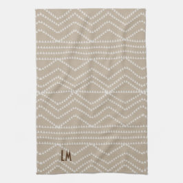 Linen Look Geometric Add Initials Monogram Geschirrtuch