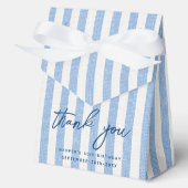 Linen Look Strichen Geburtstag Danke Blue White Geschenkschachtel (Vorderseite)