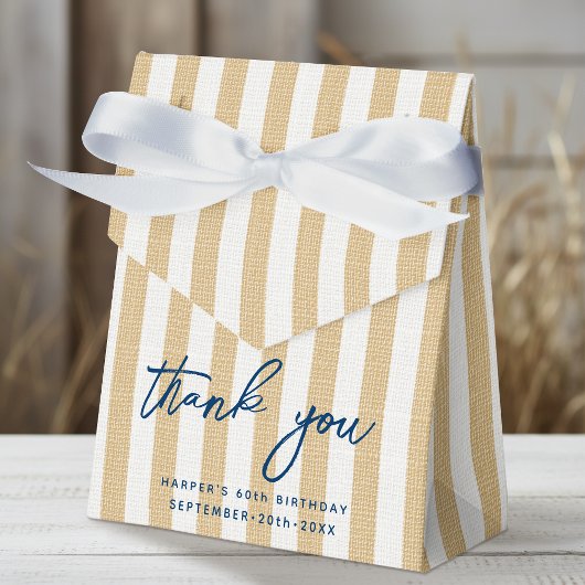 Linen Look Striping Geburtstag Danke Gold Party Geschenkschachtel