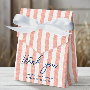 Linen Look Striping Geburtstag Danke Koralle Party Geschenkschachtel
