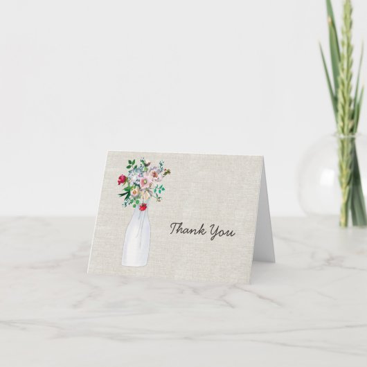 Linen Look Vintag Inspiriert Hochzeit Danke (Vorderseite)