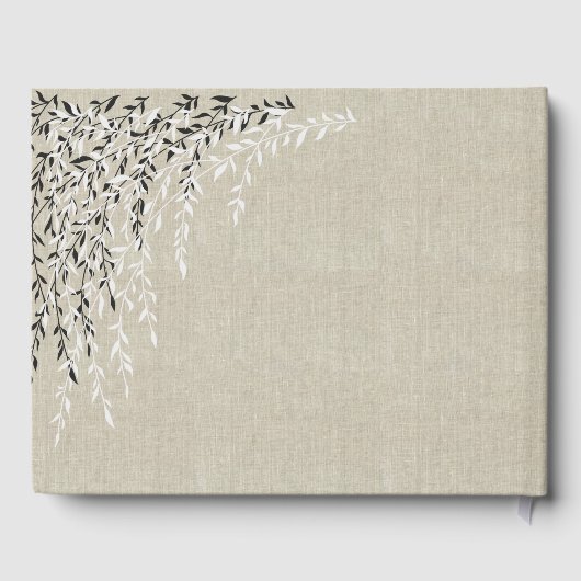 Linen Look Willow Branches Wedding Guest Book Gästebuch (Rückseite)
