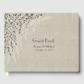 Linen Look Willow Branches Wedding Guest Book Gästebuch (Vorderseite)