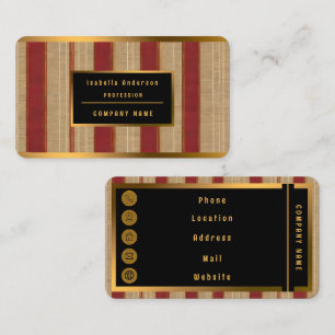 Linen Luxury Trendy Burgundy Gold Collection Visitenkarte
