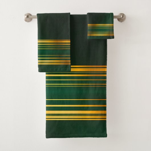 Linen Luxus Trendy Green Gold Texture Collection Badhandtuch Set (Insitu)