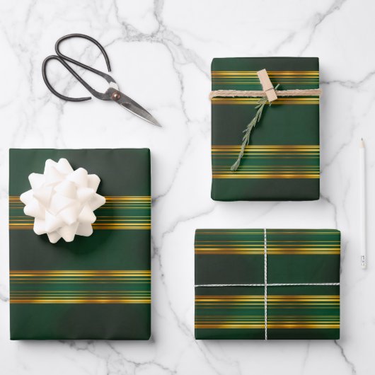 Linen Luxus Trendy Green Gold Texture Collection Geschenkpapier Set (Vorderseite)