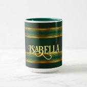 Linen Luxus Trendy Green Gold Texture Collection Tasse (Zentrum)