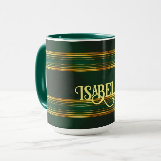 Linen Luxus Trendy Green Gold Texture Collection Tasse (Vorderseite Links)