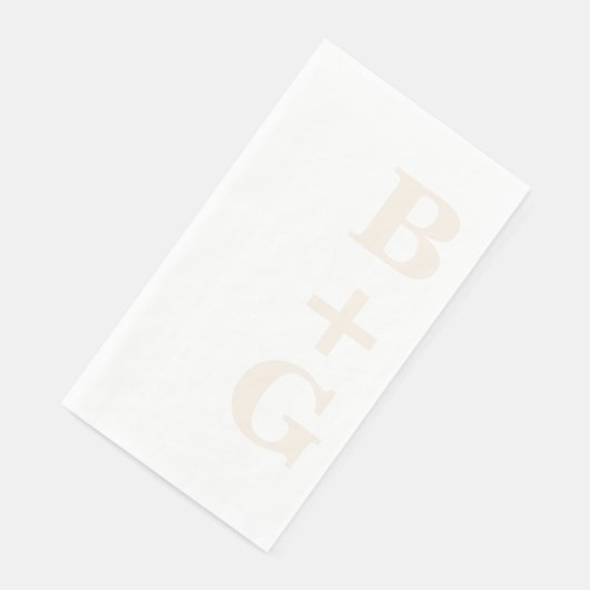 Linen Modern Wedding Initials | weiß Serviette (Ecke)